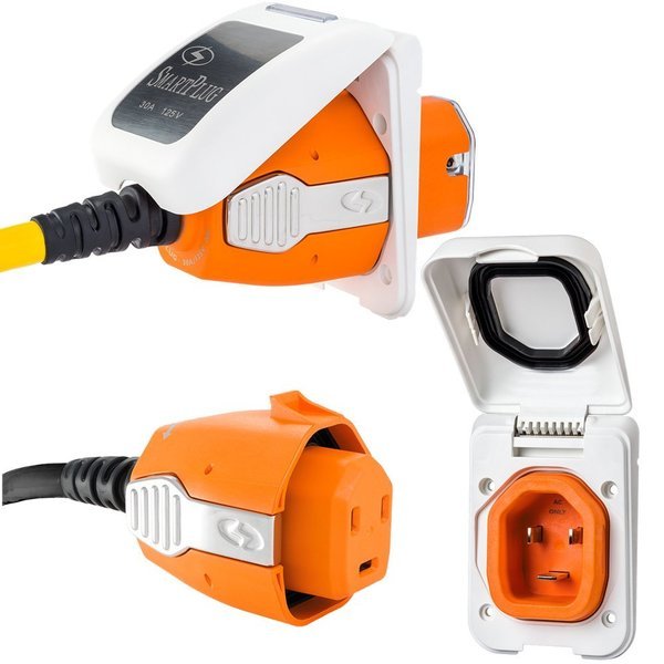 SmartPlug 30 Amp Non Metallic White Inlet & Plug Combo - Boat &, Smartplug, Mfr#: B30ASSYPW